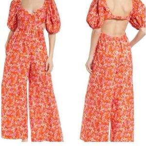 Floral Puff Sleeve Free People Jumpsuit